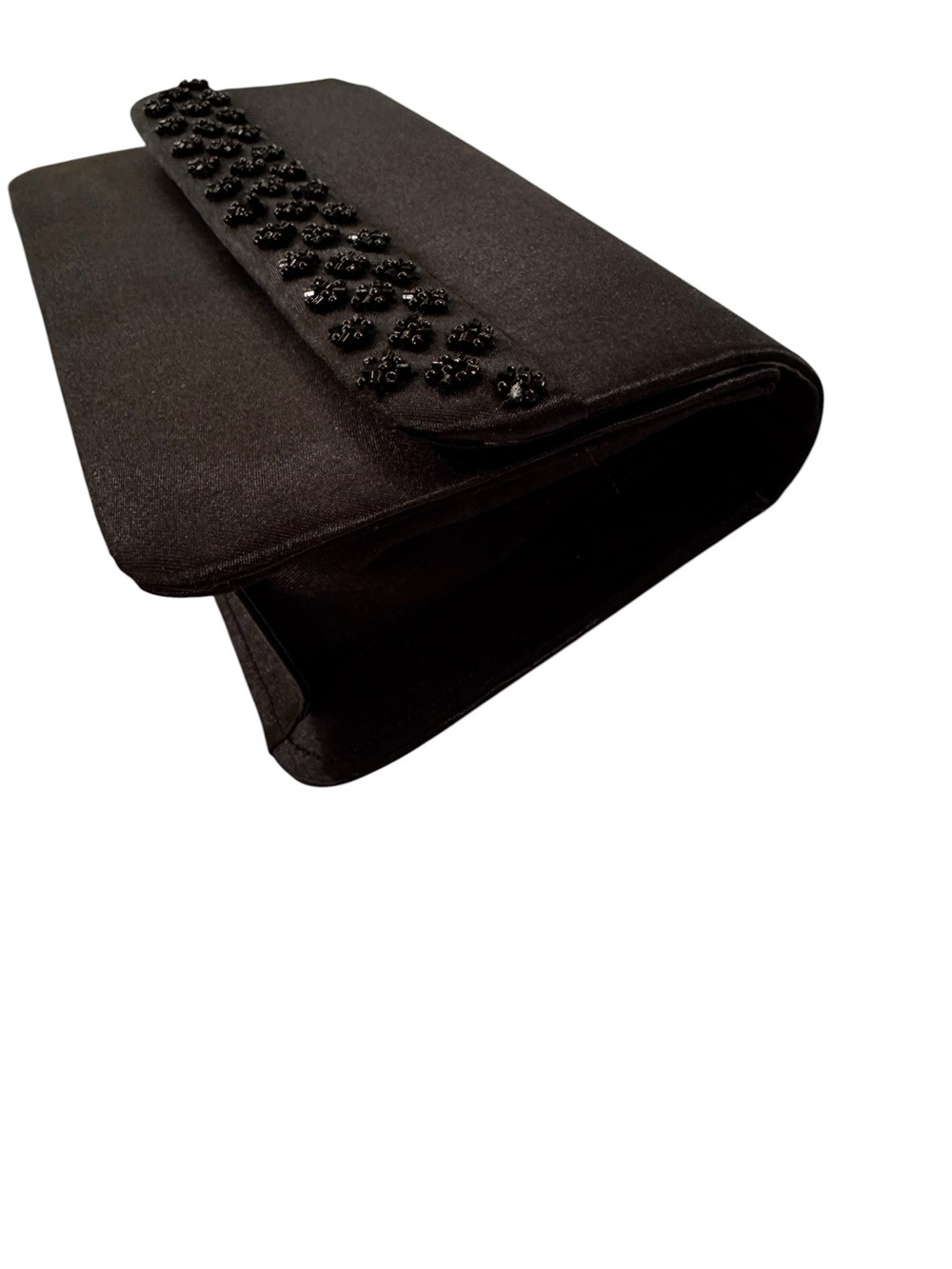 Sasha Satin Beaded Evening Bag Clutch or Shoulder Bag Convertible Black - Picture 6 of 10
